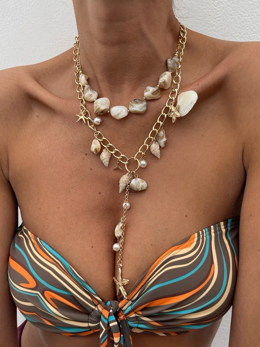 Tarnish Free Coastal Cascade 2 piece necklace